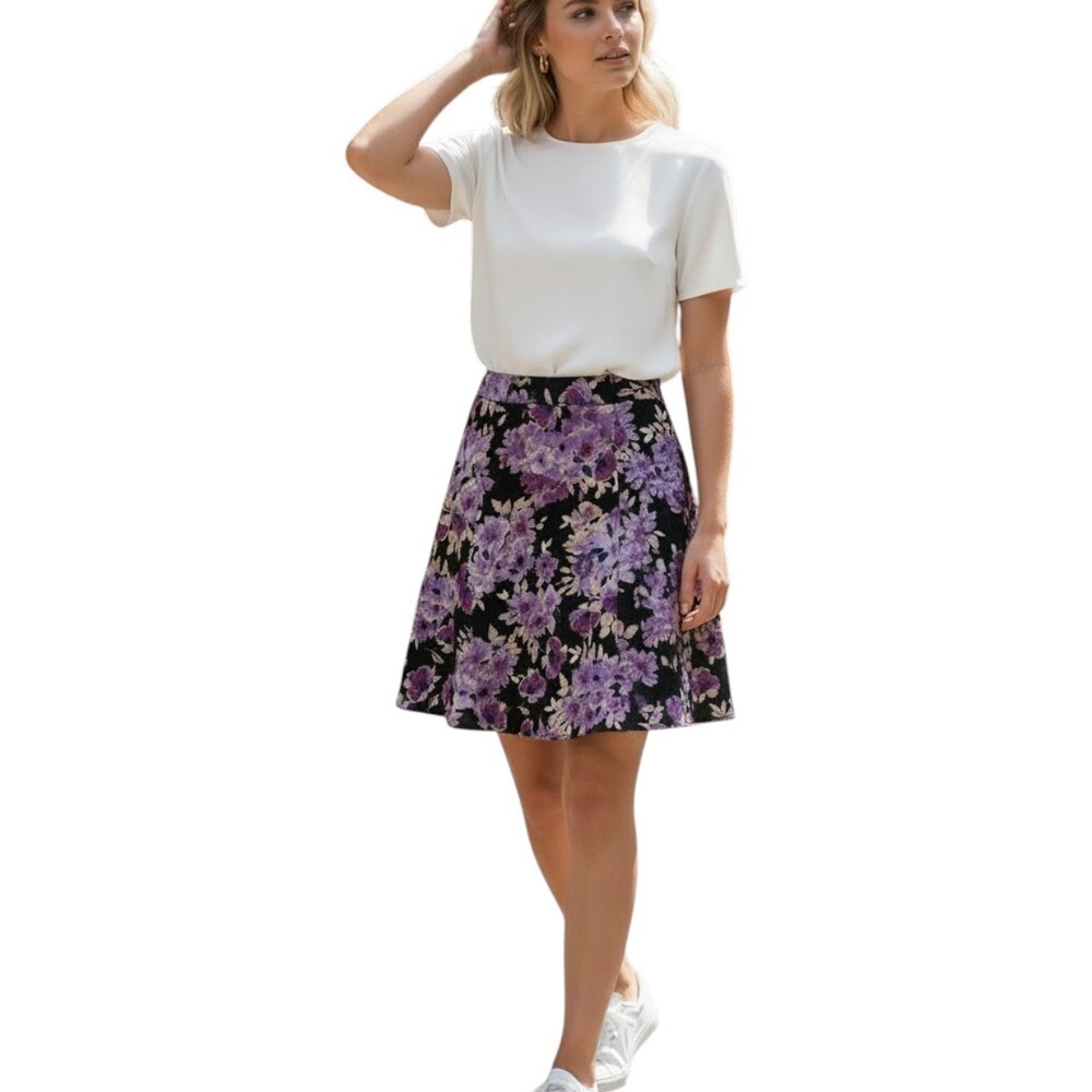 Sezane Mariata Skirt Size 36 / US Small 4 Purple Floral Parisian Romantic